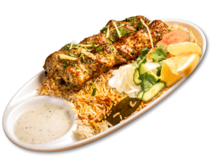 Chicken Seekh Kabab Rice Platter (2 pcs)